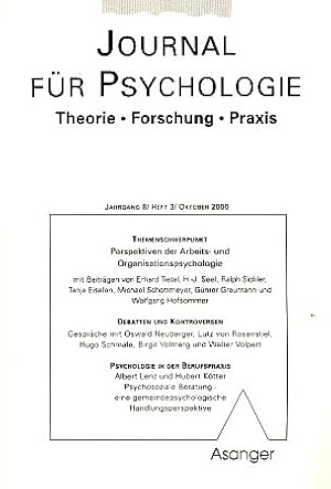 Perspektiven der Arbeits- und Organisationspsychologie. Heft 3/2000. Journal für Psychologie. The...