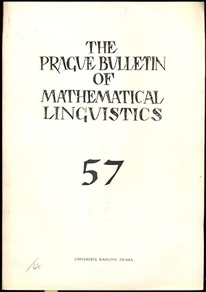 Bild des Verkufers fr The Prague Bulletin of Mathematical Linguistics 57 zum Verkauf von Antikvariat Valentinska