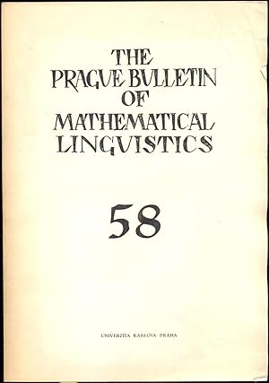 Bild des Verkufers fr The Prague Bulletin of Mathematical Linguistics 58 zum Verkauf von Antikvariat Valentinska