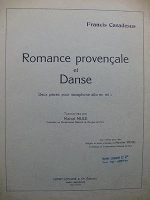 CASADESUS Francis Romance provençale et Danse Piano Saxophone 1947
