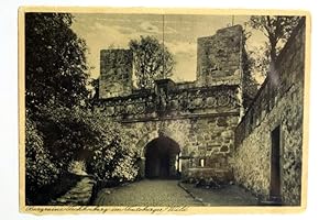 Burgruine Tecklenburg im Teutoburger Wald. Echte Kupfertiefdruckkarte.