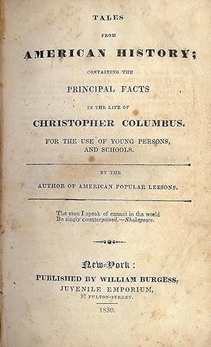 Bild des Verkufers fr TALES FROM AMERICAN HISTORY: PRINCIPAL LIFE CHRISTOPHER COLUMBUS zum Verkauf von Antic Hay Books