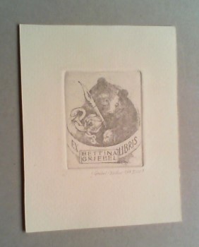 Exlibris Bettina Griebel. Radierung, 1987, mit eigenhändiger Signatur der Künstlerin. Ca. 7,5x 6,...