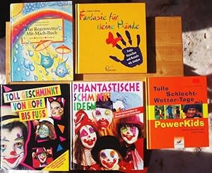 Image du vendeur pour Konvolut mit fnf Bcher: 1. Das Regenwetter Mit-Mach-Buch. Spiele - Geschichten - Bastelspass ; 2. Fantasie fr kleine Hnde. Freies Gestalten und Basteln mit Kindern ; 3. Toll geschminkt von Kopf bis Fuss ; 4. Phantastische Schminkideen - 30 tolle Schminkideen fr Maskeraden und Kinderfeste ; 5. Tolle Schlecht-Wetter-Tage mit PowerKids. Spiele, Aktion und Eltern-Tipps mis en vente par Versandantiquariat Manuel Weiner