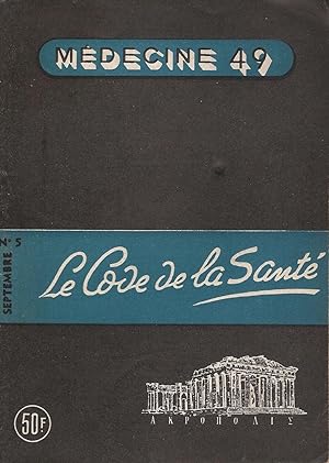 Image du vendeur pour Mdecine 49 N 5 Septembre 1949 Le Code de la Sant mis en vente par Bouquinerie L'Ivre Livre