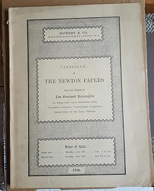 Image du vendeur pour Catalogue of the Newton Papers, sold by Order of the Viscount Lymington, to whom they have descended from Catherine Conduitt, Viscountess Lymington, Great-Niece of Sir Isaac Newton. July 13-14th, 1936. mis en vente par Ted Kottler, Bookseller