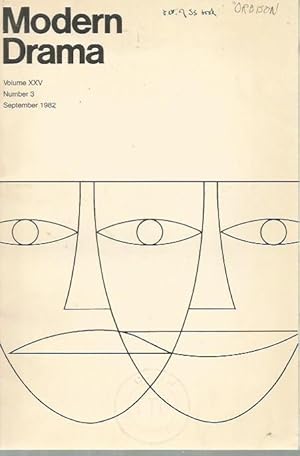 Seller image for Modern Drama Volume XXV [25], Number 3 (Septmeber 1982) for sale by Bookfeathers, LLC