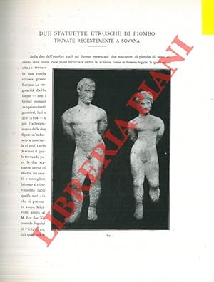 Due statuette etrusche di piombo trovate recentemente a Sovana.