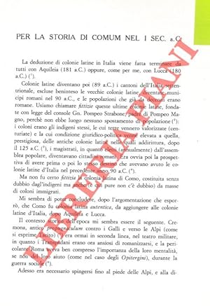 Per la storia di Comum nel I. sec. a.C. .