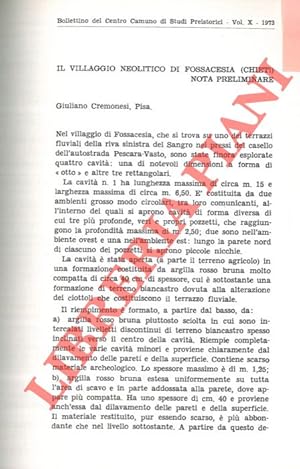Bild des Verkufers fr Il villaggio neolitico di Fossacesia (Chieti) . Nota preliminare. zum Verkauf von Libreria Piani