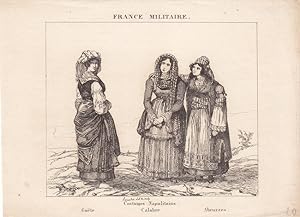 Costumes Napolitains, Calabre, Tracht, Kleidung, Kostüme, Stahlstich um 1835 aus France Militaire...