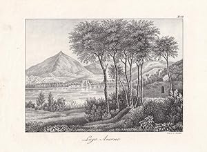 Lago Averno, Pozzuoli, Phlegräische Felder, Kampanien, schöne Lithographie um 1840 von C. Studer,...