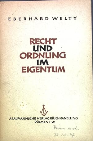 Bild des Verkufers fr Recht und Ordnung im Eigentum; zum Verkauf von books4less (Versandantiquariat Petra Gros GmbH & Co. KG)