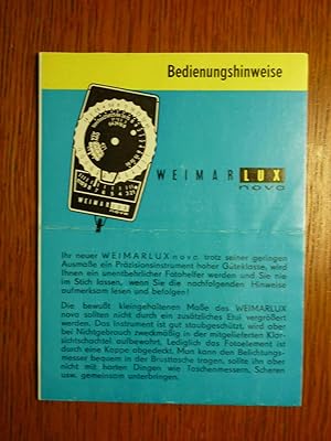 Belichtungsmesser Weimar Lux nova - Original Bedienungsanleitung - Ausgabe 1976.
