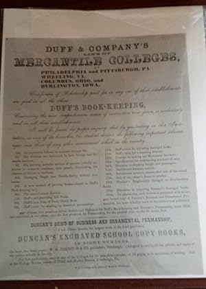 Duff & Company's Line of Mercantile Colleges at Philadelphia and Pittsburgh, PA. Wheeling, VA., C...