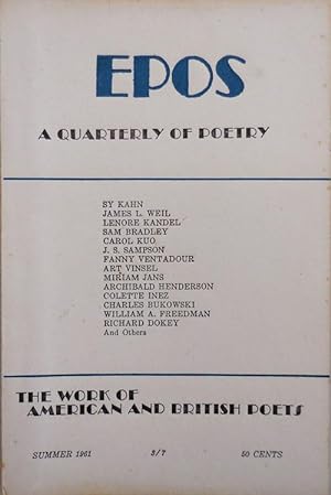 EPOS A Quarterly of Poetry Summer 1961 Vol. 12 No. 4