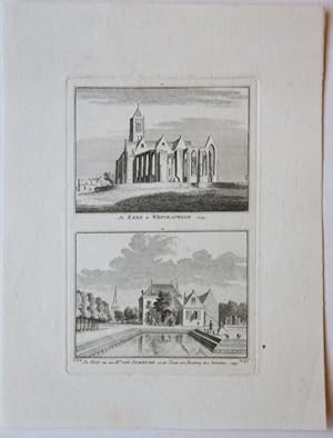 De Kerk te Westkapelle. 1743. / De Hof van den Hr. van Domburg en de Toren van Domburg in 't Vers...