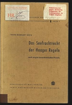 Seller image for Das Seefrachtrecht der Haager Regeln. Nach anglo-amerikanischer Praxis. for sale by Antiquariat Bookfarm