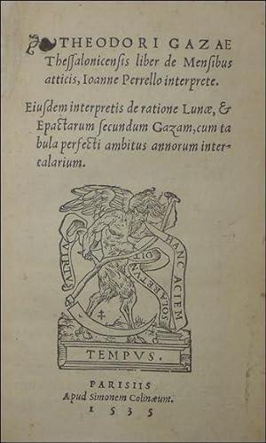 Theodori Gazae Thesalonicensis Liber de mensibus atticis, Joanne Perrello interprete.