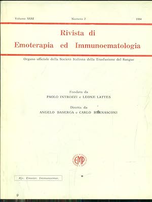 Bild des Verkufers fr Rivista di emoterapia ed immunoematologia n 2/ 1984 zum Verkauf von Librodifaccia