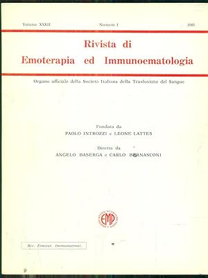 Bild des Verkufers fr Rivista di emoterapia ed immunoematologia 1 / 1985 zum Verkauf von Librodifaccia