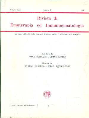 Seller image for Rivista di emoterapia ed immunoematologia 1 - 1984 for sale by Librodifaccia