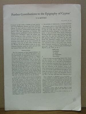 Immagine del venditore per Further Contributions to the Epigraphy of Cyprus (1). (Plates 37 - 52) venduto da Librera Miguel Miranda