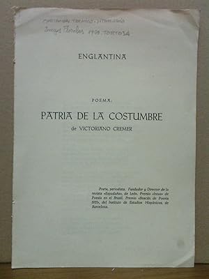 Imagen del vendedor de Englantina. Poema: PATRIA DE LA COSTUMBRE a la venta por Librera Miguel Miranda