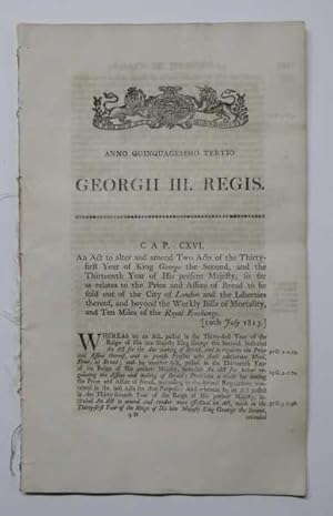 Act for Regulating Price and Production of Bread in London
