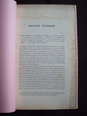 Immagine del venditore per Questions historiques venduto da Librairie Ancienne Zalc