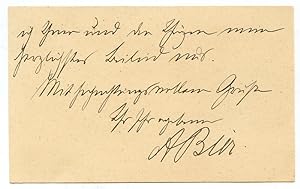 Seller image for Eigenh. Briefkarte mit U. ("ABier"). for sale by Antiquariat INLIBRIS Gilhofer Nfg. GmbH