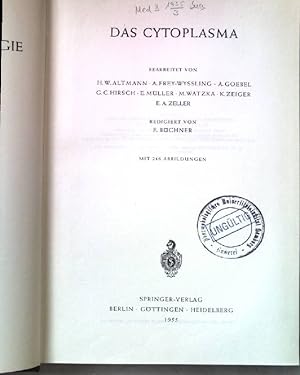 Bild des Verkufers fr Das Cytoplasma Handbuch der allgemeinen Pathologie. Band 2. Die Zelle. Teil 1. zum Verkauf von books4less (Versandantiquariat Petra Gros GmbH & Co. KG)