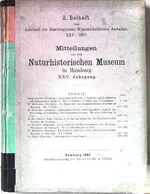 Seller image for Mitteilungen aus dem Naturhistorischen Museum in Hamburg. XXV.Jahrgang. u.a. Syngnathiden-Studien. Variation und Modifikation bei Siphonostoma typhle L. Jahrbuch der Hamburgischen Wissenschaftlichen Anstalten. 2.Beiheft. XXV.Jahrgang. 1907. for sale by books4less (Versandantiquariat Petra Gros GmbH & Co. KG)