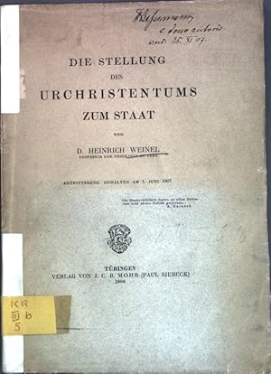 Die Stellung des Urchristentums zum Staat (SIGNIERTES EXEMPLAR);