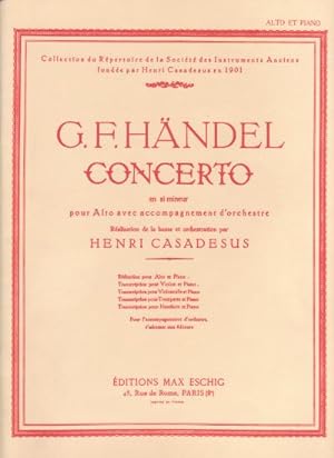 G.F. Händel - Concerto en si mineur pour Alto avec accompagnement d'orchestre - Réduction pour Al...
