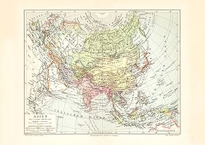 Alte historische Landkarte Asien politische Übersicht Karte Lithographie 1902