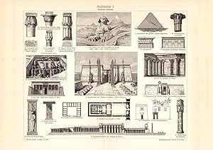 Alter historischer Druck Architektur I. Holzstich 1902