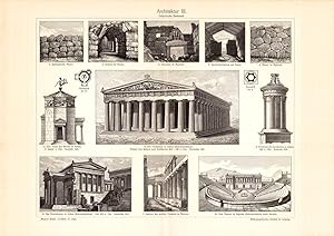 Alter historischer Druck Architektur III. Holzstich 1902