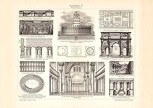 Alter historischer Druck Architektur V. Holzstich 1902