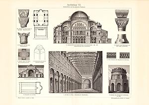 Alter historischer Druck Architektur VI. Holzstich 1902