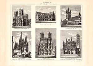 Alter historischer Druck Architektur IX. Holzstich 1902