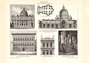 Alter historischer Druck Architektur X. Holzstich 1902