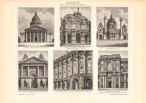 Alter historischer Druck Architektur XII. Holzstich 1902