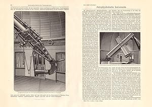Alter historischer Druck Astrophysikalische Instrumente I. - IV. Holzstich 1902