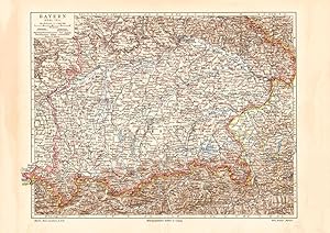 Alte historische Landkarte Bayern Karte Südlicher Teil Karte Lithographie 1902