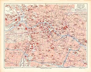 Alte historische Stadtkarte Berlin Stadtplan Lithographie 1902