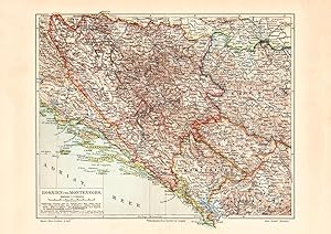 Alte historische Landkarte Bosnien Montenegro Karte Lithographie 1903