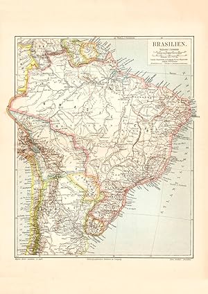 Alte historische Landkarte Brasilien Karte Lithographie 1903