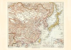 Alte historische Landkarte China Japan Karte Lithographie 1903