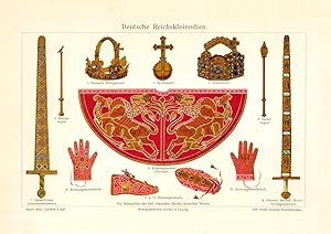 Alter historischer Druck Deutsche Reichskleinodien Chromolithographie 1903